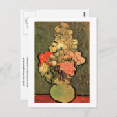Stilleven Vase Roos-Mallows Van Gogh Fine Art Briefkaart (Voorkant / Achterkant)