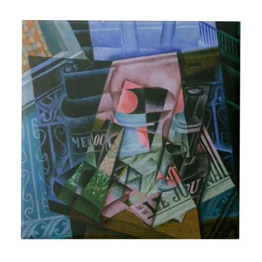 Stilleven voor een open raam van Juan Gris Tegeltje (Voorkant)