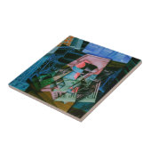 Stilleven voor een open raam van Juan Gris Tegeltje (Zijkant)