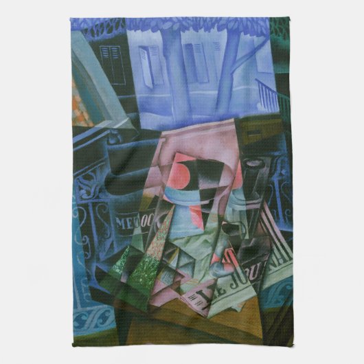 Stilleven voor een open raam van Juan Gris Theedoek (Verticaal)