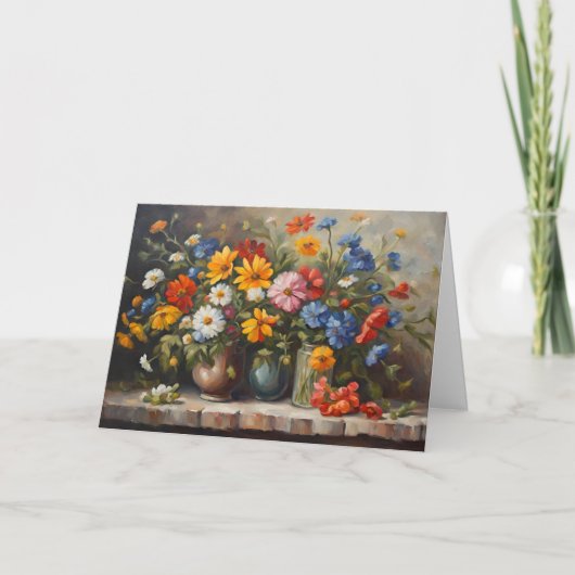 Stilleven Wilde Bloemen in Potten Illustratie  Kaart (Voorkant)