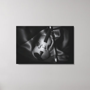 Stilleven zwart-wit afbeelding van een viool canvas afdruk