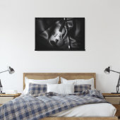 Stilleven zwart-wit afbeelding van een viool canvas afdruk (Insitu (Slaapkamer))
