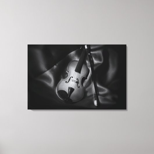 Stilleven zwart-wit afbeelding van een viool canvas afdruk (Voorkant)