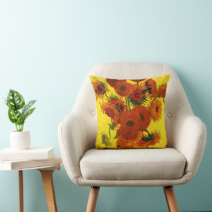 Stillevenvaas met 15 zonnebloemen Vincent van Gogh Kussen