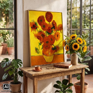 Stillevenvaas met 15 zonnebloemen Vincent van Gogh Poster