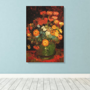 Stillevenvaas met Zinnias door Vincent van Gogh Canvas Afdruk