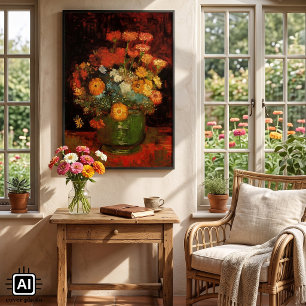 Stillevenvaas met Zinnias door Vincent van Gogh Poster