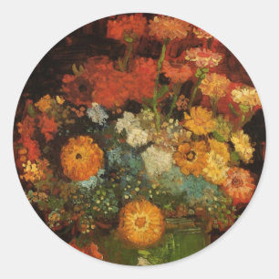 Stillevenvaas met Zinnias door Vincent van Gogh Ronde Sticker