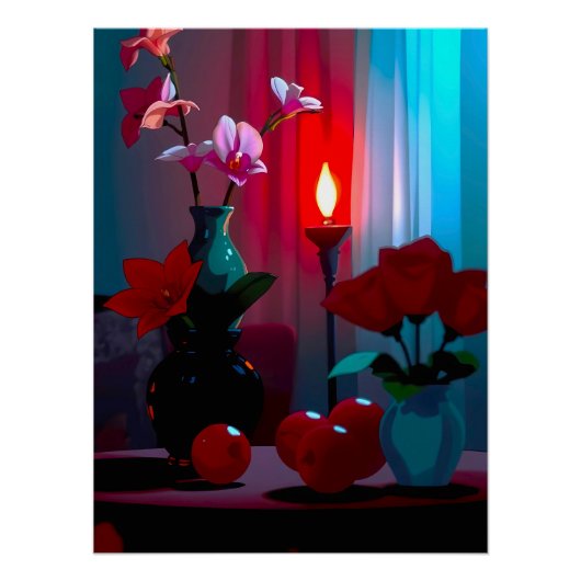 Stillleben mit Blumen und Früchten Perfect Poster (Voorkant)