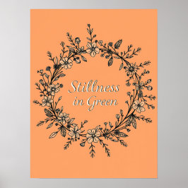 Stillness in Green – Floral Wreath Line Art Poster
