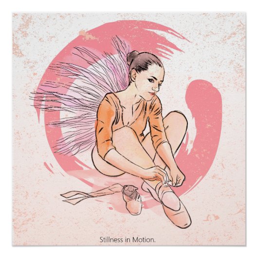 Stillness in Motion – Minimalist Ballerina & Enso Perfect Poster (Voorkant)