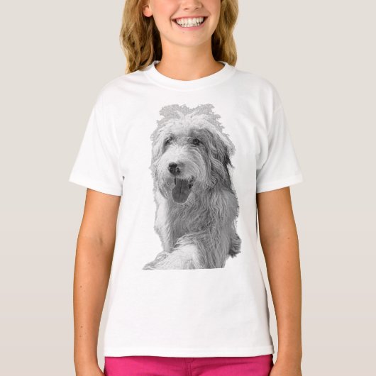 Stillness in Motion – Monochrome Dog Portrait T-shirt (Voorkant)
