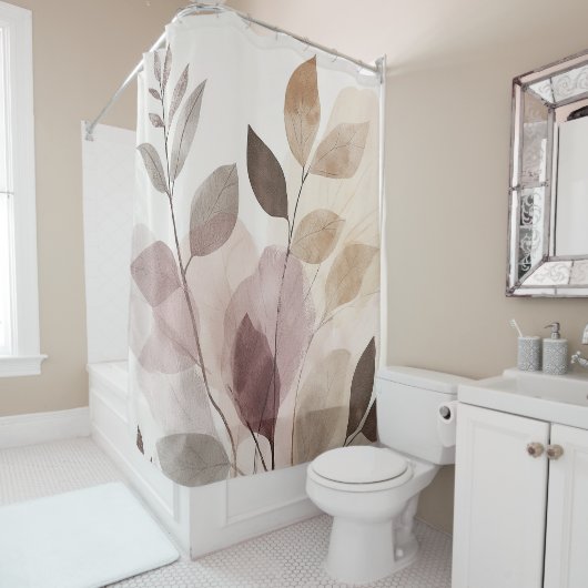 Stillness in Motion Warm Minimalist Design Douchegordijn (In situ)