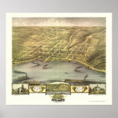 Stillwater, MN Panorama Map - 1870 Poster (Voorkant)