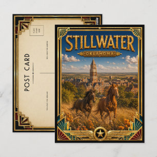 Stillwater Oklahoma Vintage Art Deco Gouden Tijdpe Briefkaart