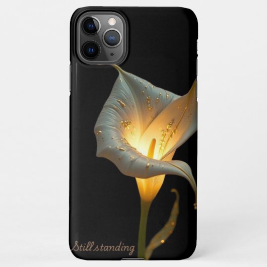 Stilstaand zwart bloemontwerp iPhone hoesje (Achterkant)