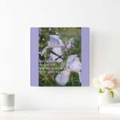 Stilstaande en stille Inspirerend Quote Paarse Iri Vierkante Klok (Huis)