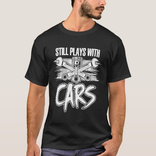 stilstaande motorkap met auto's t-shirt (Voorkant)