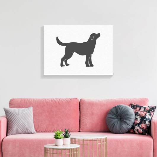 Stilstaande Silhouette hond - Kies achtergrondkleu Canvas Afdruk (Insitu (Woonkamer))