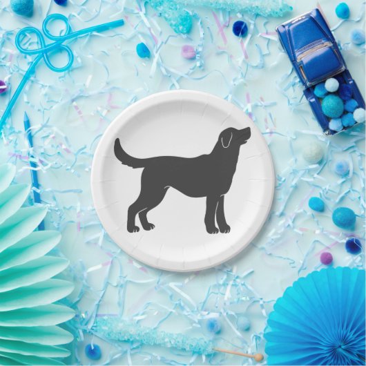 Stilstaande Silhouette hond - Kies achtergrondkleu Papieren Bordje (Feest)