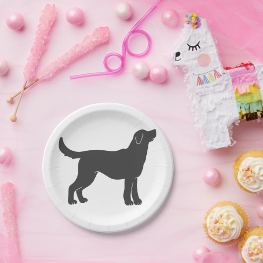 Stilstaande Silhouette hond - Kies achtergrondkleu Papieren Bordje (Feest)