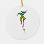 Stilt lopende jester keramisch ornament (Voorkant)