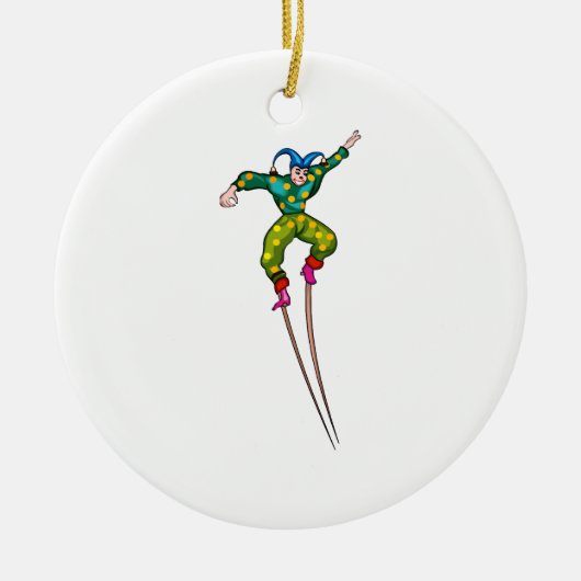 Stilt lopende jester keramisch ornament (Voorkant)