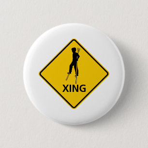 Stilt-Walker kruising Highway Sign Ronde Button 5,7 Cm