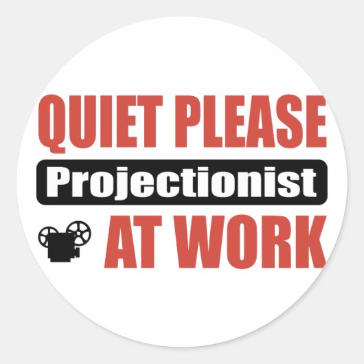 Stilte alstublieft projectionist aan het werk ronde sticker (Voorkant)