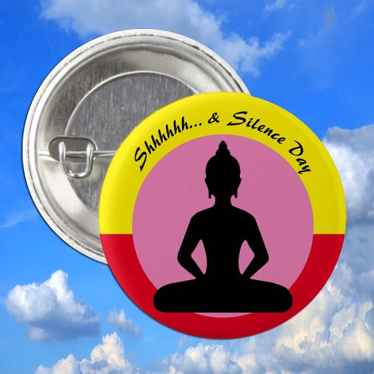 Stilte en Meditatie Dag / Boeddha, Mindfulness Ronde Button 3,2 Cm
