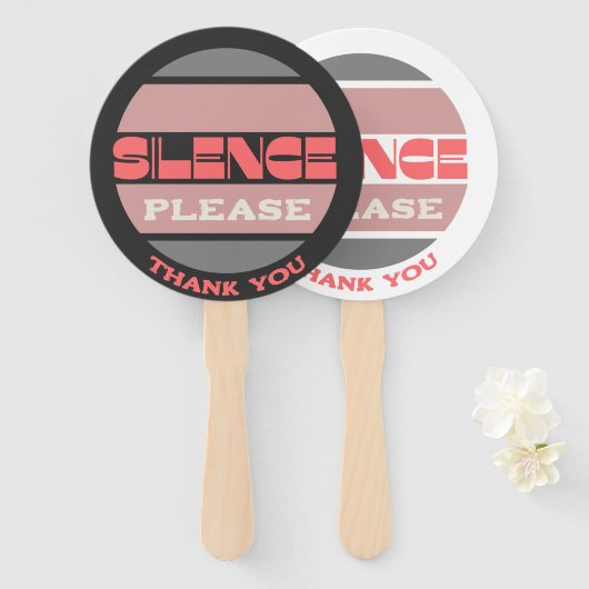 Stilte gelieve te ondertekenen personaliseerbaar handwaaier (Voorkant en achterkant)