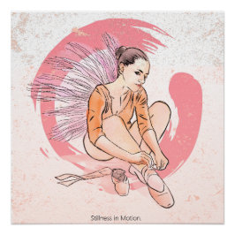 Stilte in Beweging – Minimalistische Ballerina & E Perfect Poster