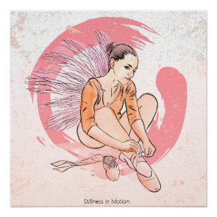 Stilte in Beweging – Minimalistische Ballerina & E Perfect Poster