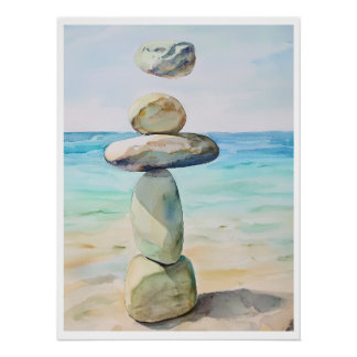 Stilte in beweging - Zen Beach Stones Perfect Poster