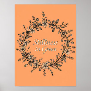 Stilte in het Groen – Lijnkunst Bloemenkrans Poster