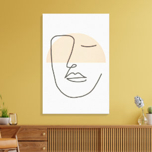Stilte in Lijn – Minimalistisch Abstract Gezicht Canvas Afdruk