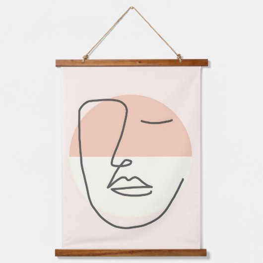 Stilte in lijn – minimalistisch Abstract gezicht Hangend Wandkleed (Voorkant)