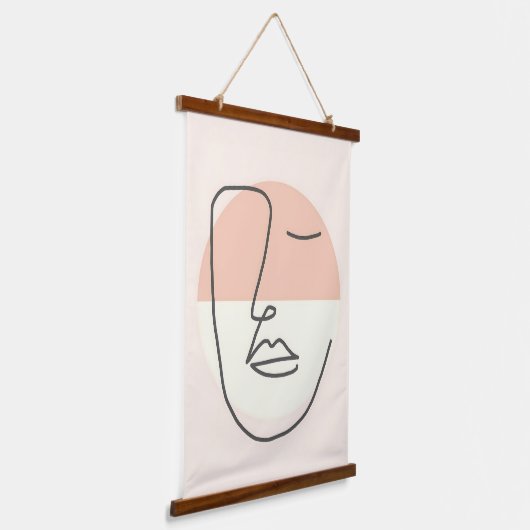 Stilte in lijn – minimalistisch Abstract gezicht Hangend Wandkleed (Gebogen)