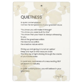 Stilte Inspirerend geschreven woord gedicht Klembord