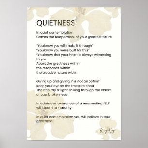 Stilte Inspirerend geschreven woord gedicht Poster