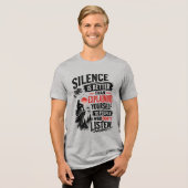 Stilte is beter dan uitleggen citaat Tri-Blend shirt (Voorkant volledig)