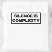 Stilte is compliciteit rechthoekige sticker (Tas)