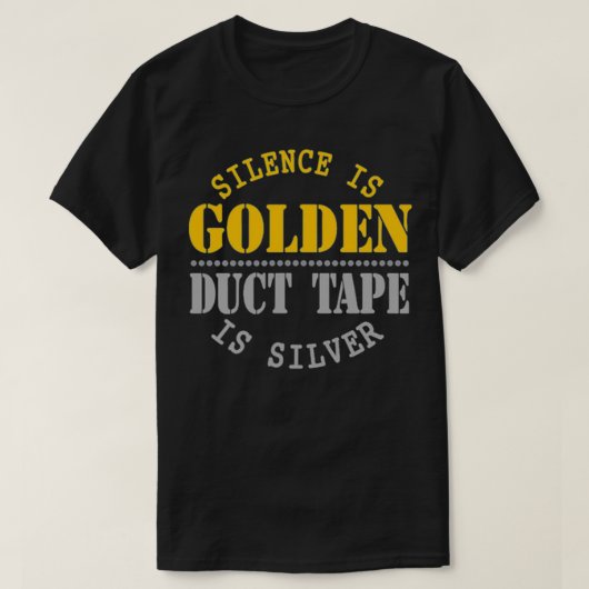 Stilte is een gouden slijmband met een zilveren gr t-shirt (Design voorkant)