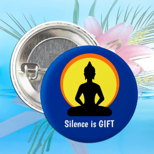 Stilte is GIFT - Meditatie & Boeddha (Vipassana) Ronde Button 5,7 Cm