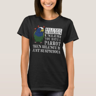 Stilte is Golden Parrot I witte pionus T-shirt
