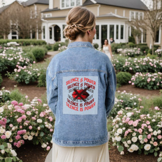 Stilte is Kracht Vet Typografie Kunst Denim Jacket