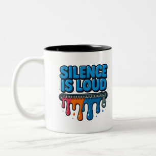 Stilte Is Luid Vet Typografie Kunstmok Tweekleurige Koffiemok