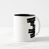 Stilte is nooit afgeschreven.. tweekleurige koffiemok (Voorkant rechts)