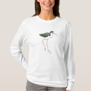 Stilte met zwarte hals, lang gesleept T-shirt